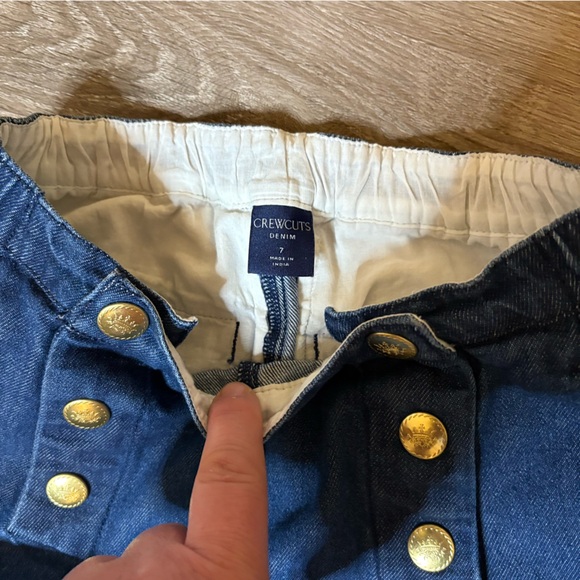 J.Crew Crewcuts Girls’ Sailor Anywhere Denim Pants with Gold Buttons, Size 7 - Picture 2 of 6